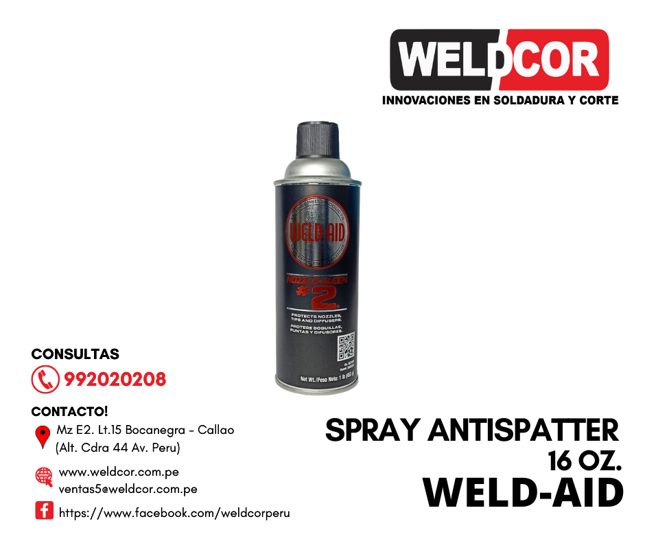 162016 SPRAY ANTISPATTER 16 OZ. WELD AID Weldcor
